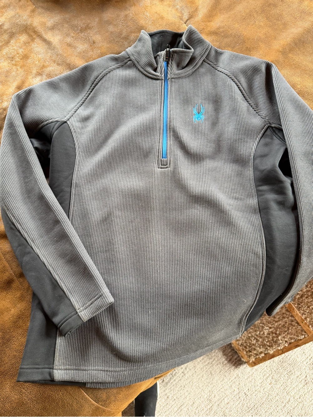 Spyder Gray Half-Zip Sweater with Blue Accents